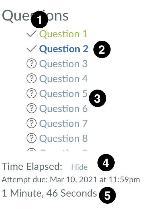 Progress of a Quiz or Test - Graphic